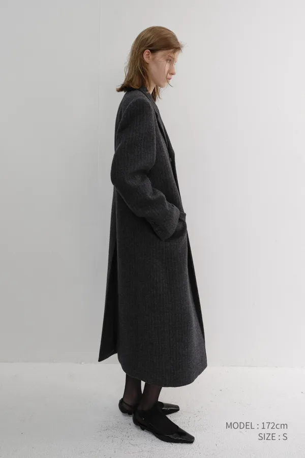 [LIMITED OFFER] UNISEX 2-WAY 3 BUTTON COAT GREY STRIPE_UDCO6D121G3