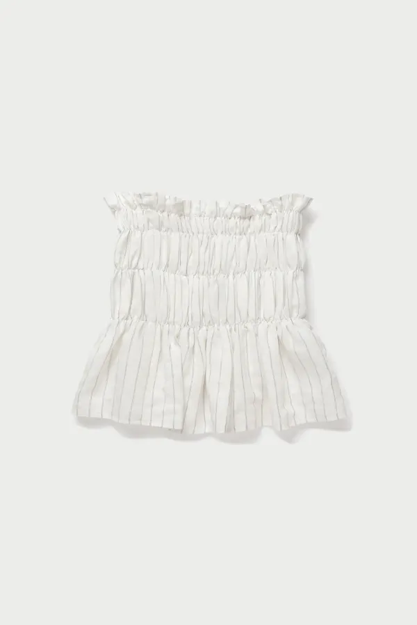 Marche shirring skirt_stripe