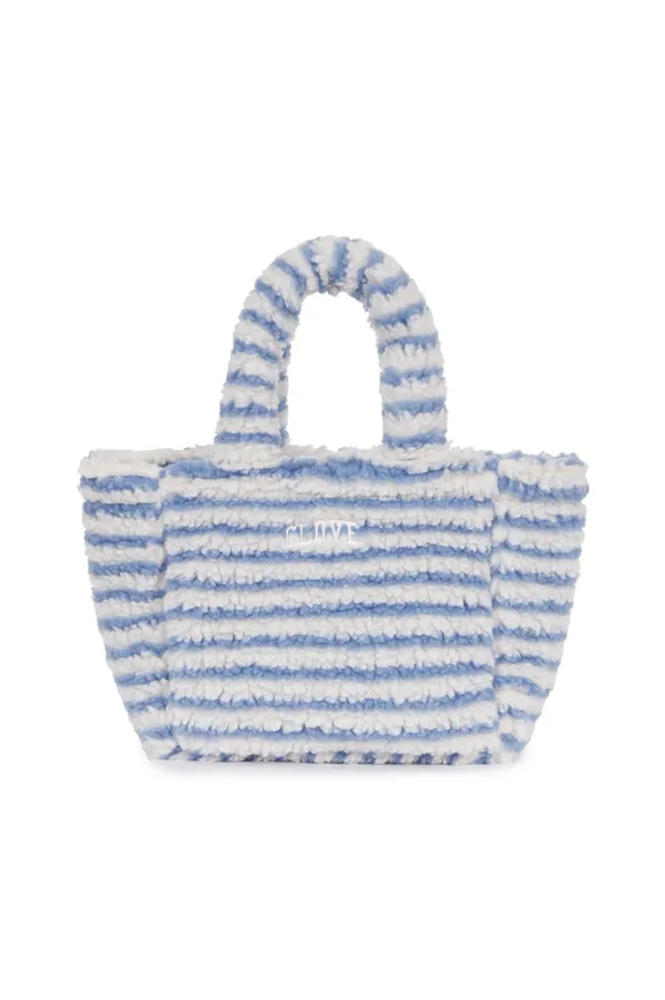 [25FW clove] Stripe Boa Tote Bag (Light Blue)