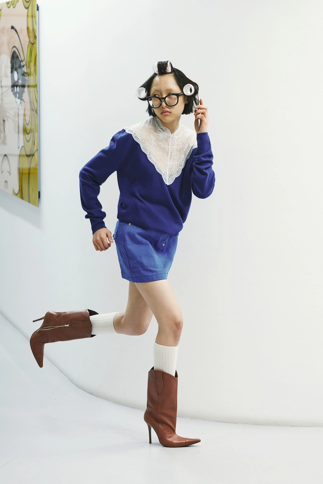 푸쉬버튼 FW25 UNDERLINE BLUE POCKET DESIGNED MINI SKIRT 상품 이미지 2