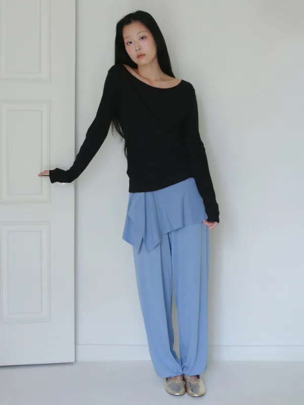 Layered Balloon Jogger Pants - Dusty Blue