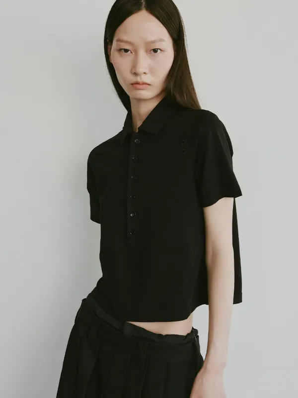 [PLZPROJECT]PUNCHING PK T-SHIRT,BLACK