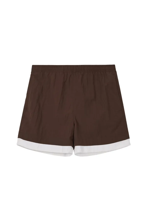 LAYERED SWIM SHORTS - BROWN