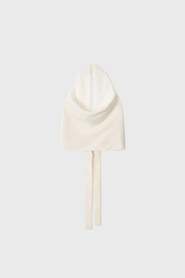Sheer Draped Tie Blouse (Ivory / Gray / Black)