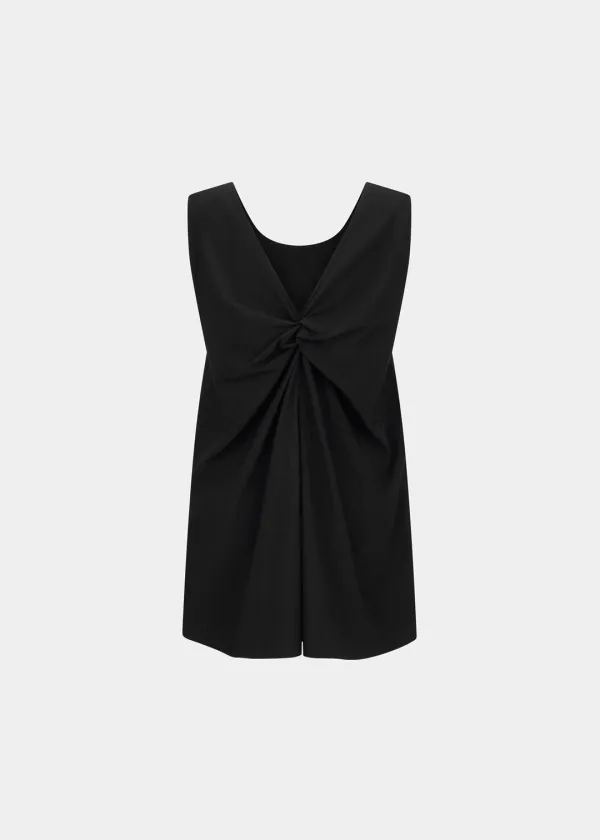 W BACK TWIST DRAPE TOP - BLACK