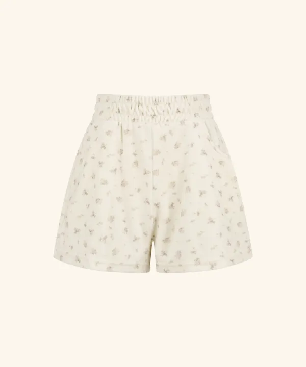 Signning Flower Velour Shorts ( Ivory )