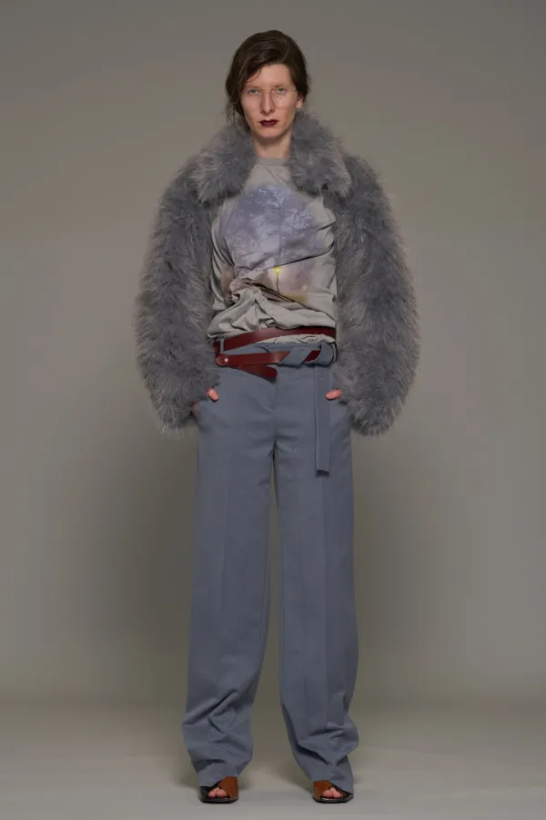 FW26 LIGHT BLUE BELT DETAIL STRAIGHT PANTS