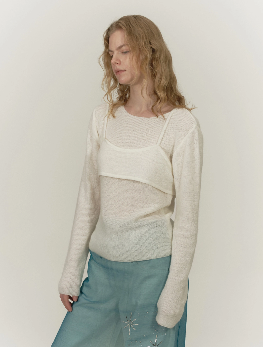 솔티페블 BRALETTE LAYERED KNIT SET UP [IVORY] 상품 이미지 1