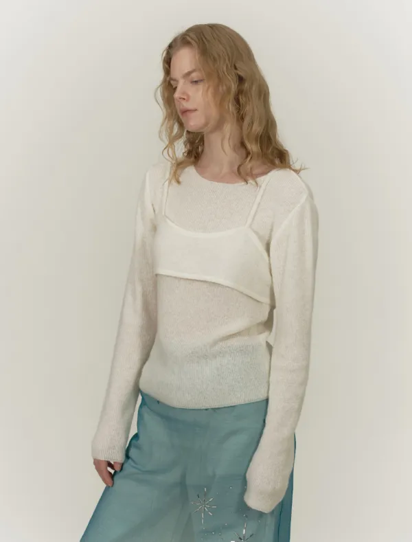 BRALETTE LAYERED KNIT SET UP [IVORY]