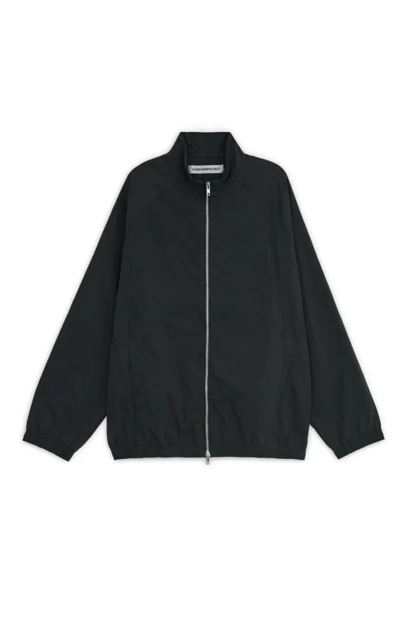HIGH NECK OVER FIT WIND JUMPER, BLACK