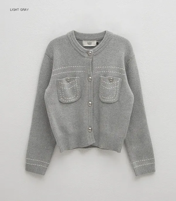 (CD-2187)POINT STITCH KNIT CARDIGAN