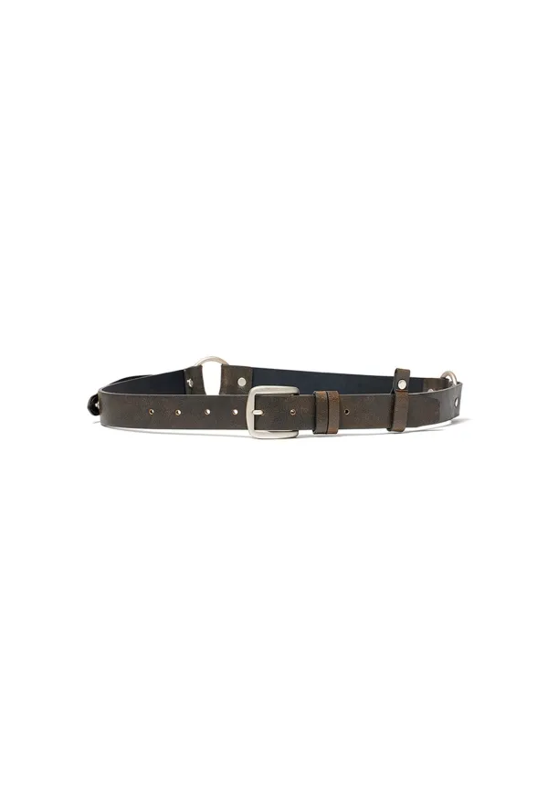 YY SNAP WESTERN BELT, BROWN
