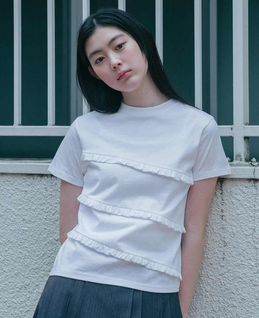 오헤시오 frill t-shirt (white) 상품 이미지 2