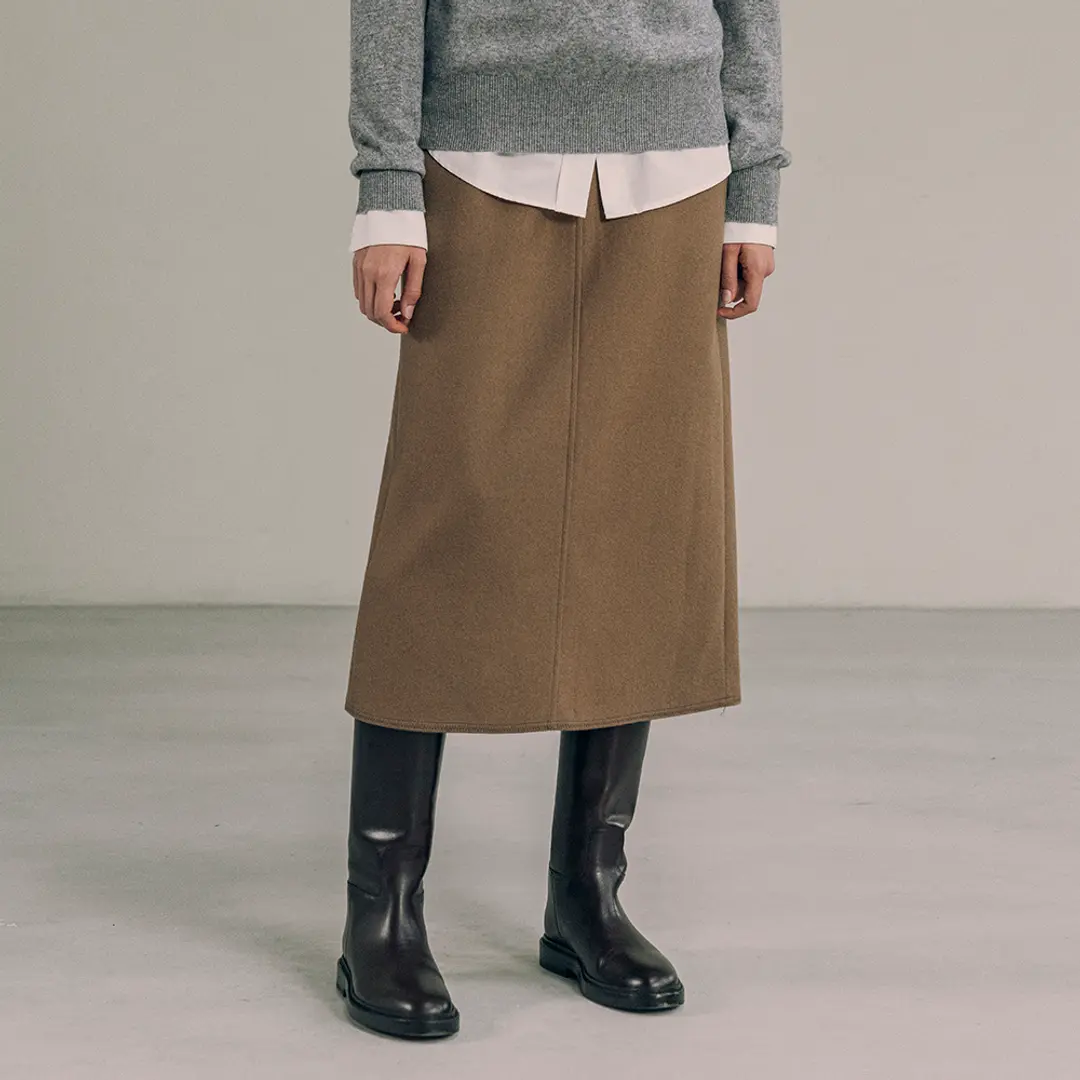 시야쥬 SIST9043 울 블렌드 그레이스 스커트_Camel brown 상품 이미지 2