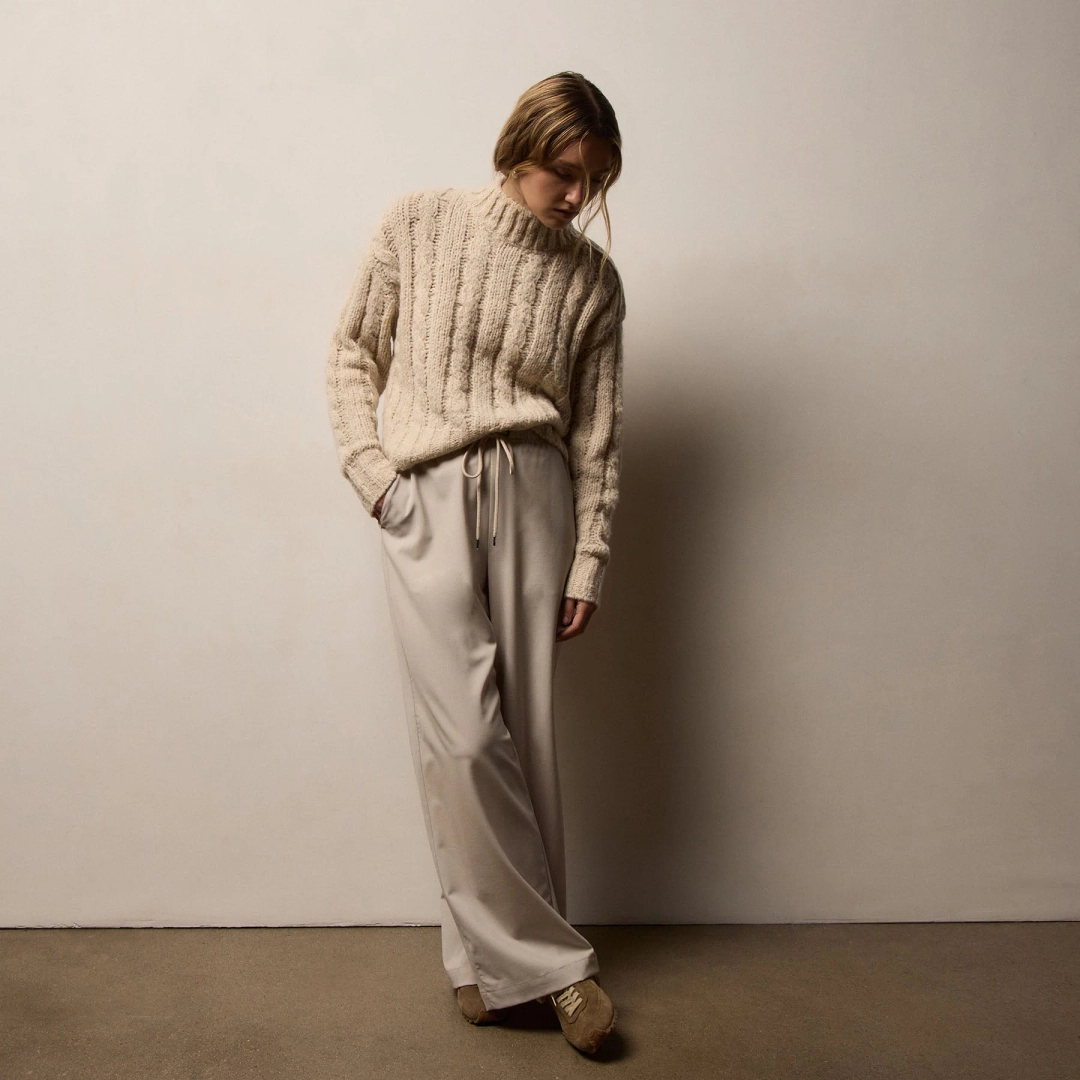제임스펄스 Cashmere Silk Cable Knit Sweater - Biscotti 상품 이미지 3