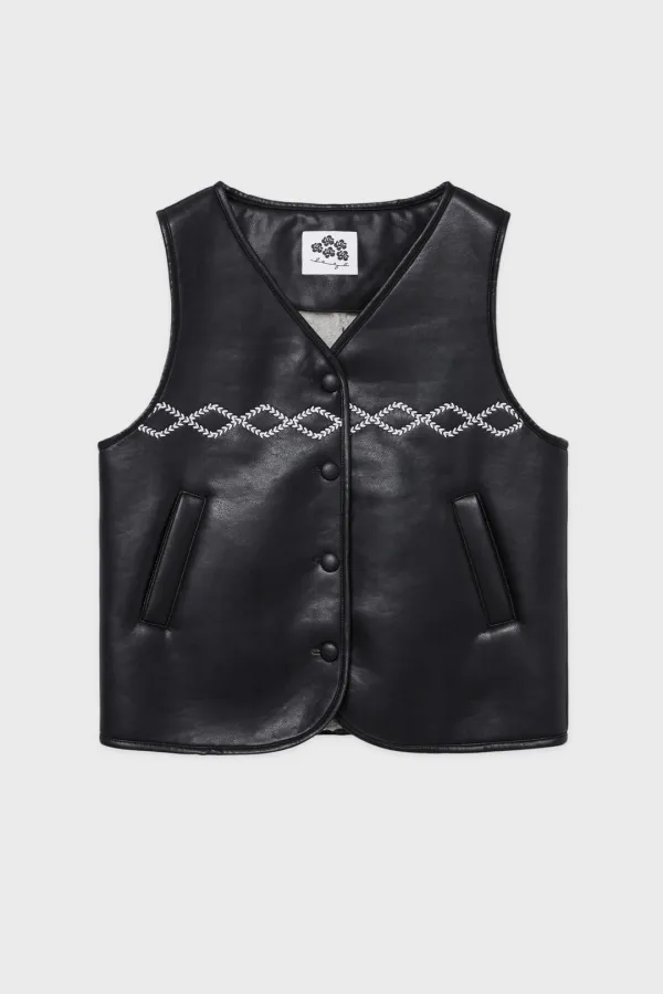 [김지영 착용] SN Shearling Leather Vest (Black)