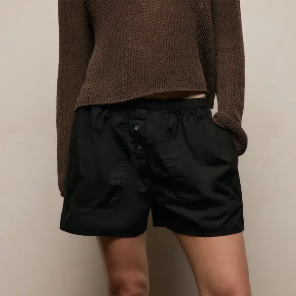 Stretch Poplin Boxer Short - Black