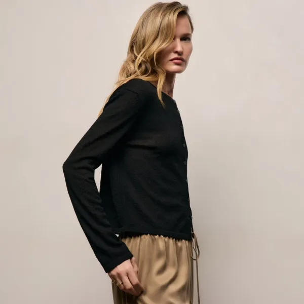 Fine Knit Cardigan - Black