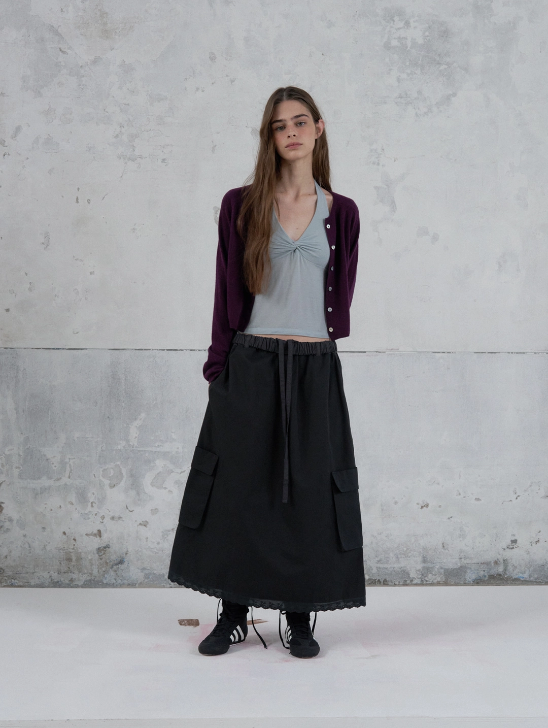 포에토 Drift cargo lace skirt - charcoal 상품 이미지 2