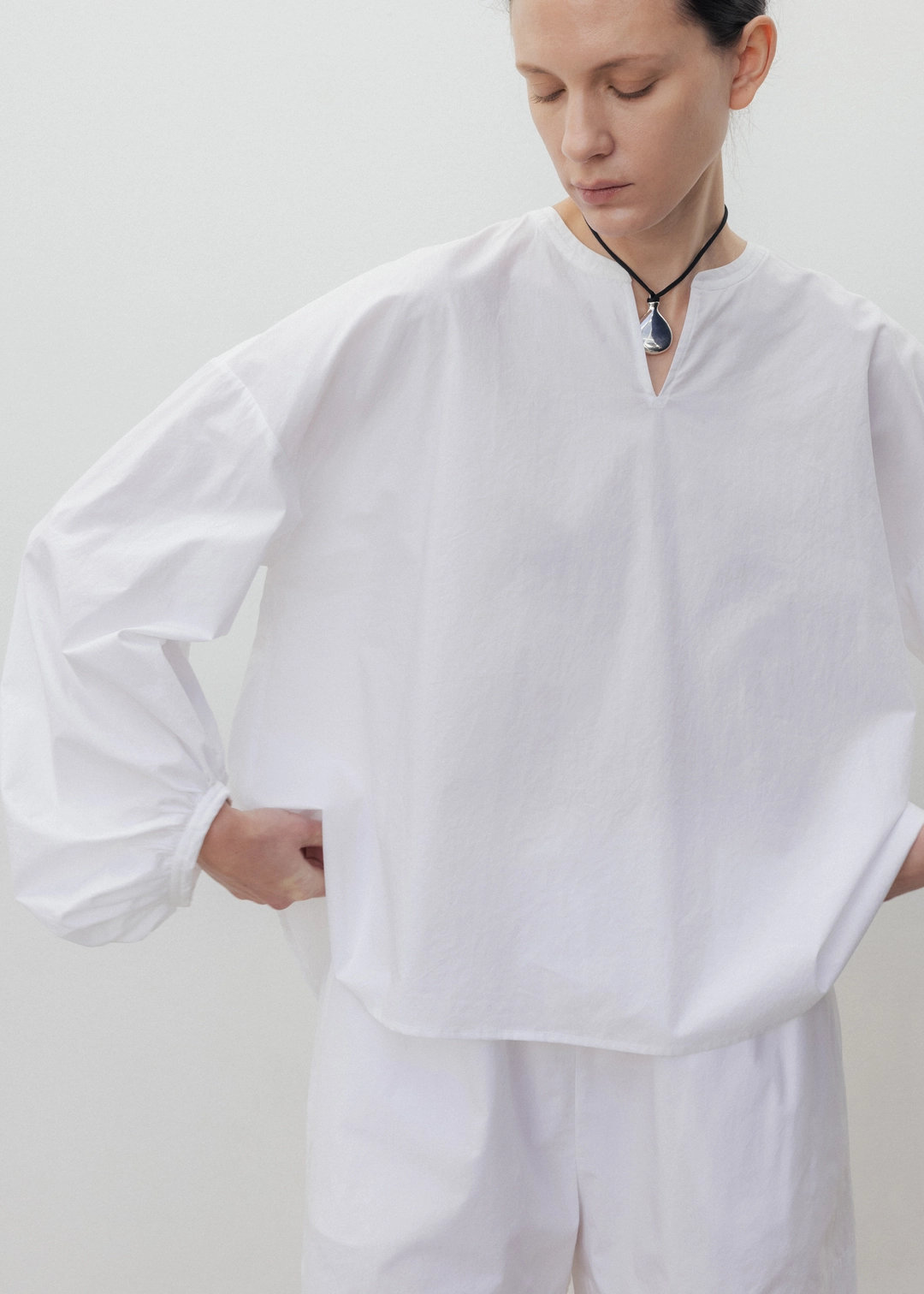우마뭉 Crispy cotton balloon sleeve shirts_White 상품 이미지 2