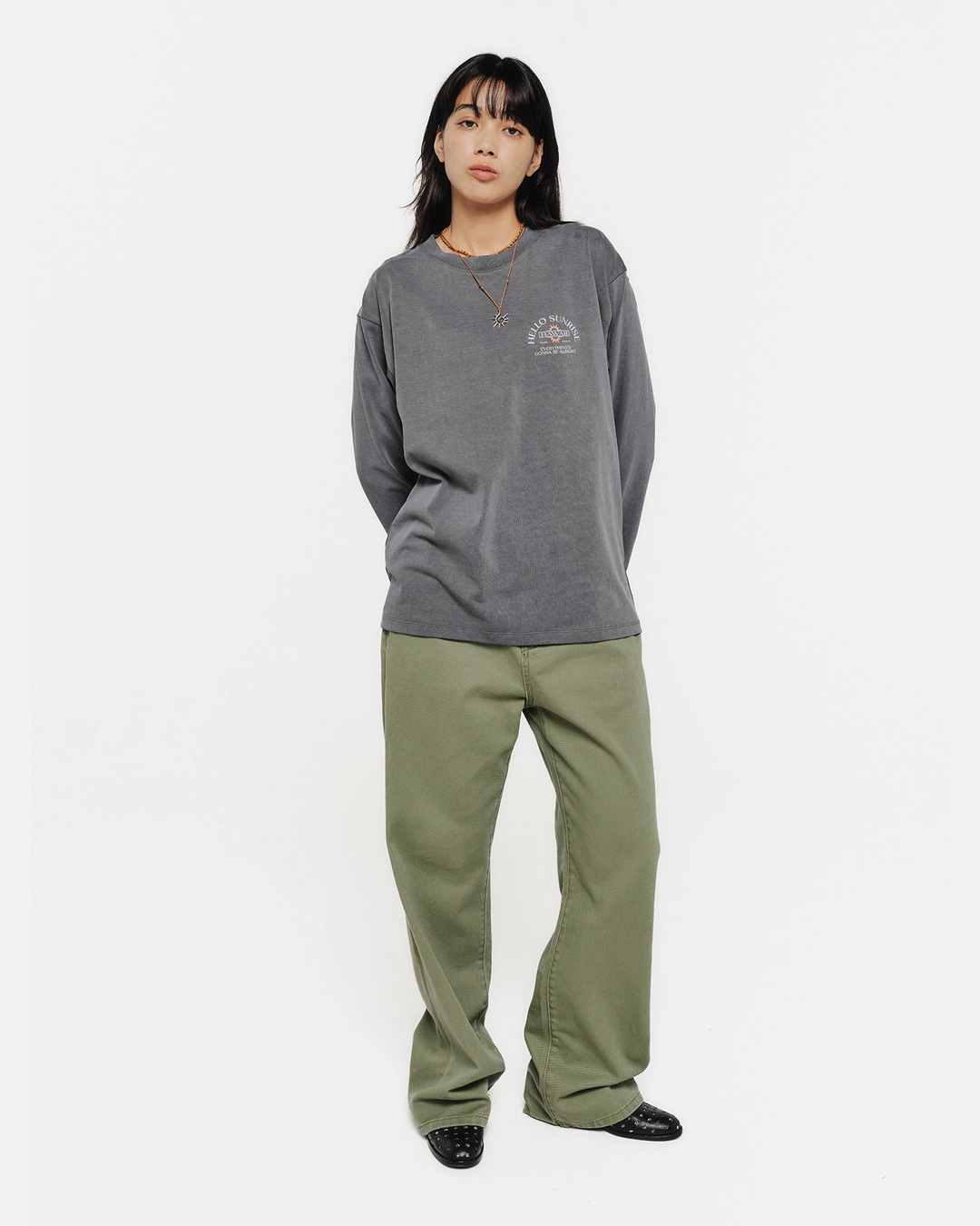 헬로선라이즈 HAWAII Arch Logo L/S Tee_VTG Charcoal 상품 이미지 2