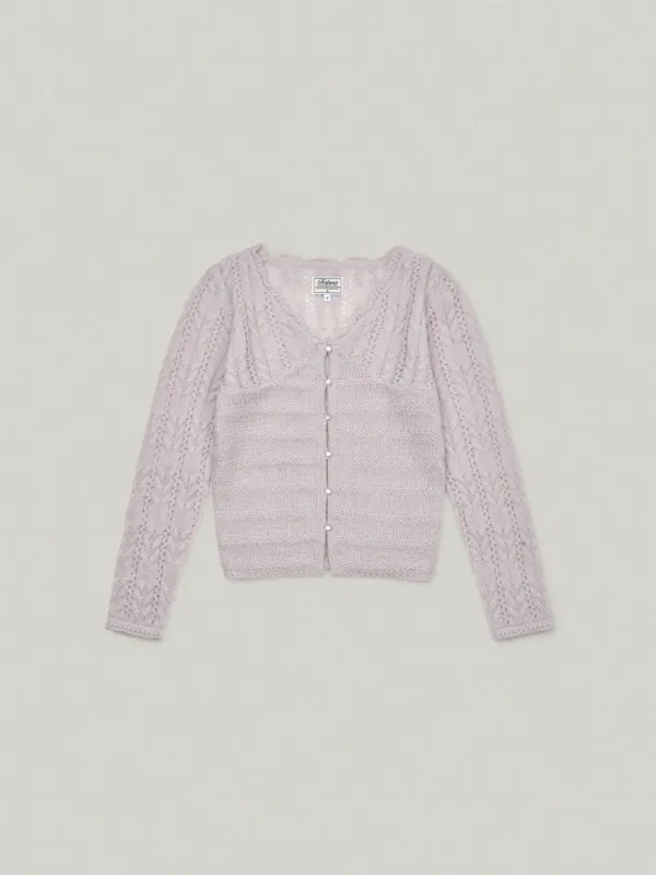 HAIRY CABLE CARDIGAN (LILAC)