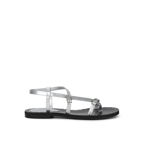 RIM STUDDED GREEK SANDALS / SILVER