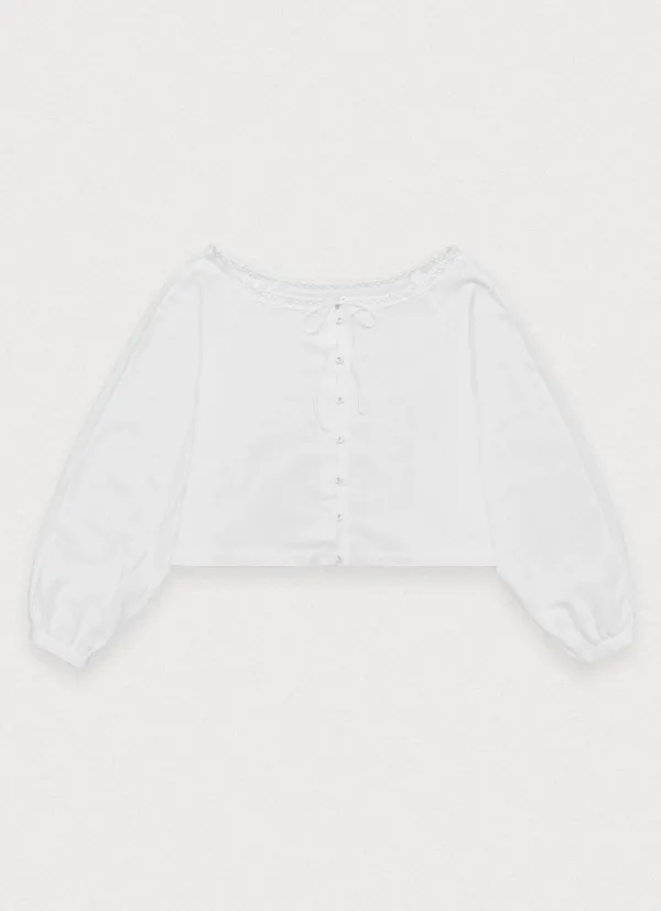 Drawin lace blouse - ivory