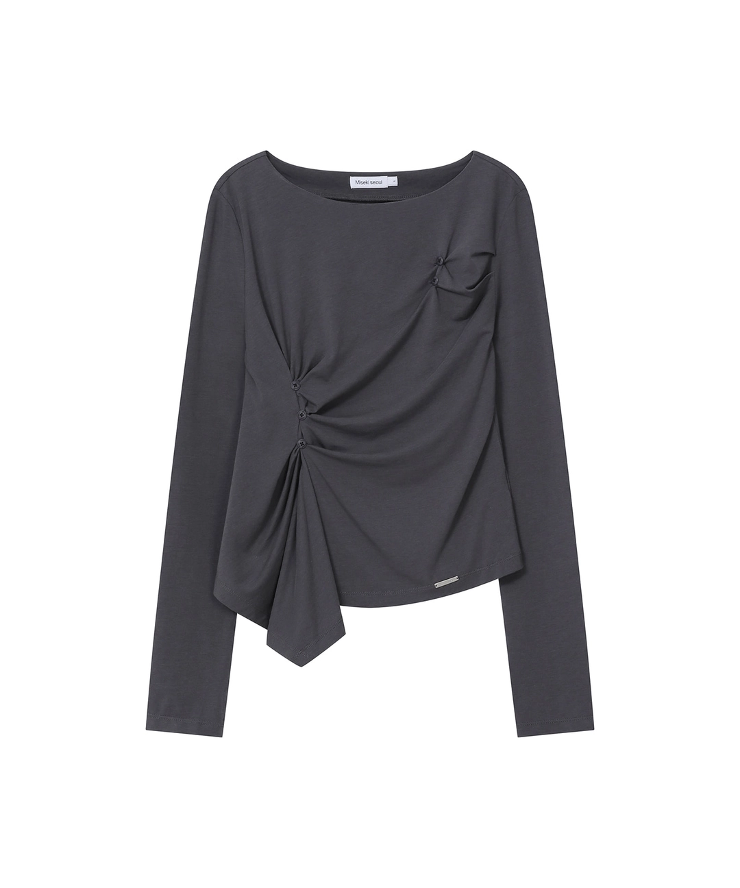 미세키서울 Asymmetric draped long sleeve CHARCOAL 상품 이미지 1