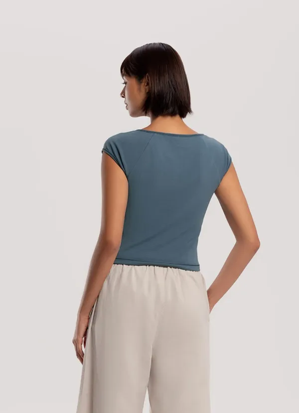 Keyhole raglan short sleeve_Bluefin