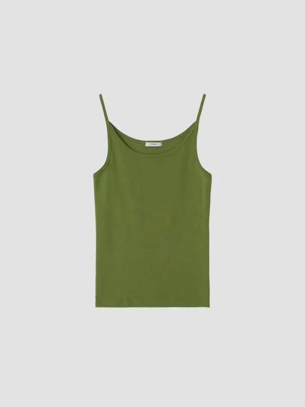 ESSENTIAL COTTON SLEEVELESS TOP_OLIVE GREEN_OE2C2MSV70OGN