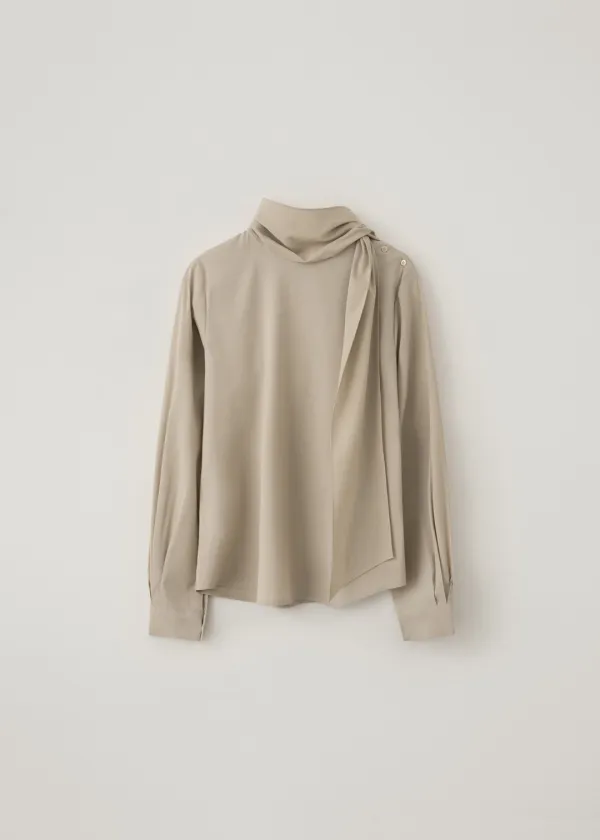 [29th-reorder] Curve scarf blouse (sand)