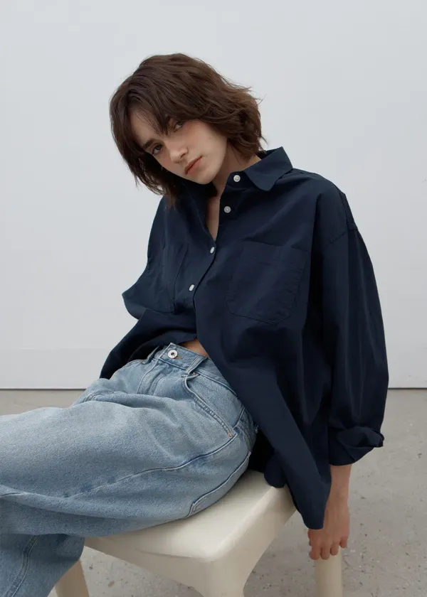 [22차/예약배송] Vintage washing shirt (navy)