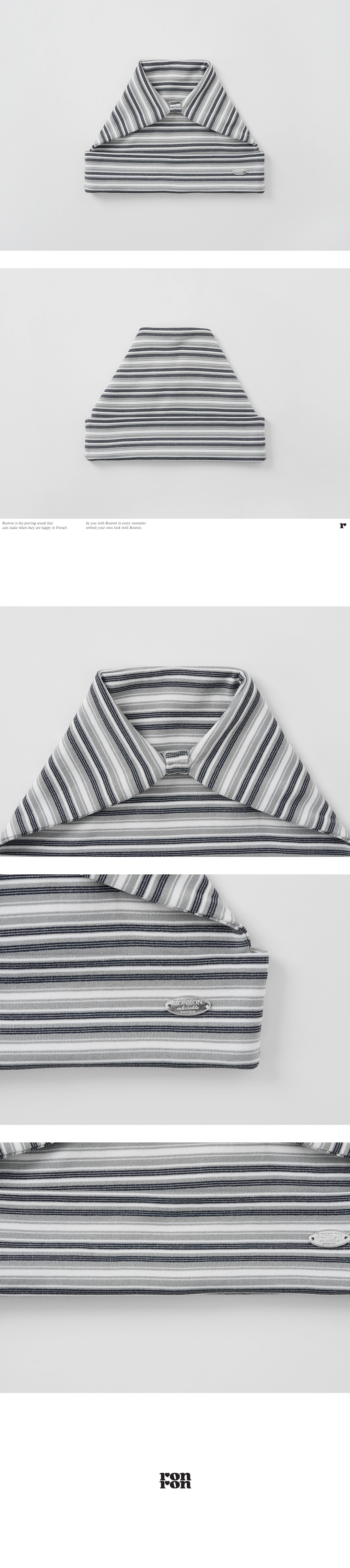 론론 STRIPE KNOT SQUARE BEANIE GREY 상품 이미지 1