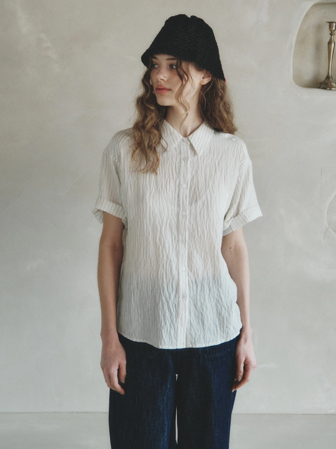 르니나 BACHE stripe roll-up shirt_light green(6/2 예약배송) 상품 이미지 2