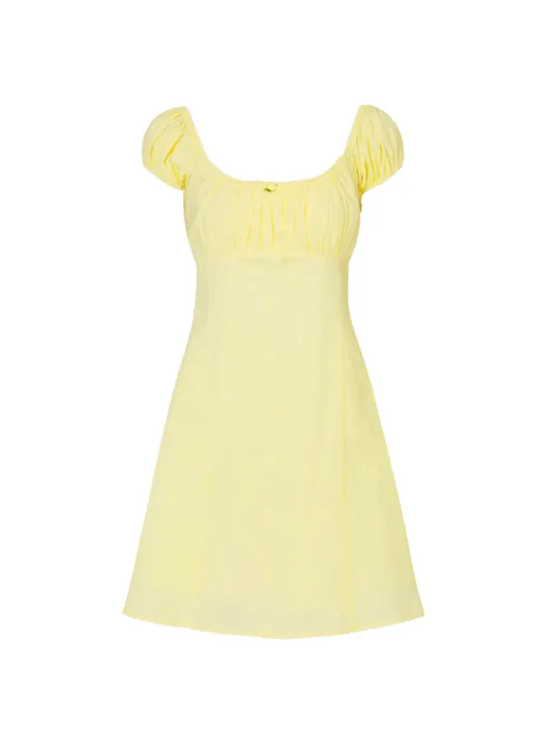 Cream Rose Mini Dress (Yellow)
