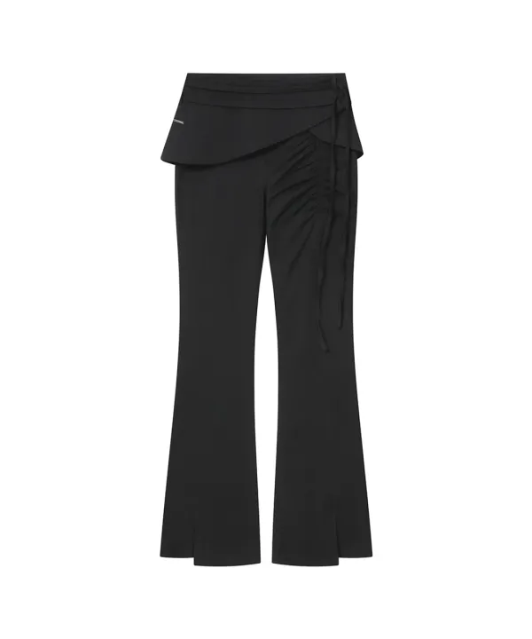 [레이 PICK] Side shirring string mini skirt pants set BLACK