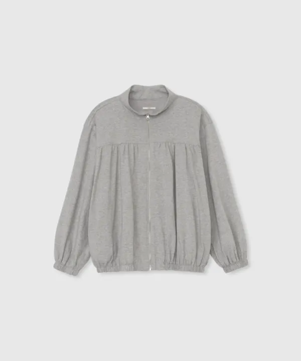 Yoke shirred zip-up (Melange gray)