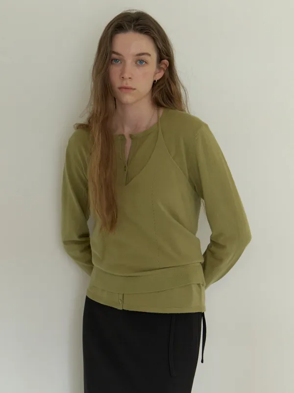 A 2-WAY CARDIGAN SET_KHAKI BROWN