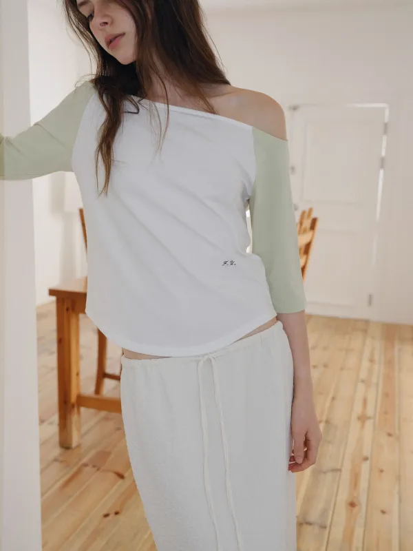 Open Shoulder Raglan T-Shirt (Melon)