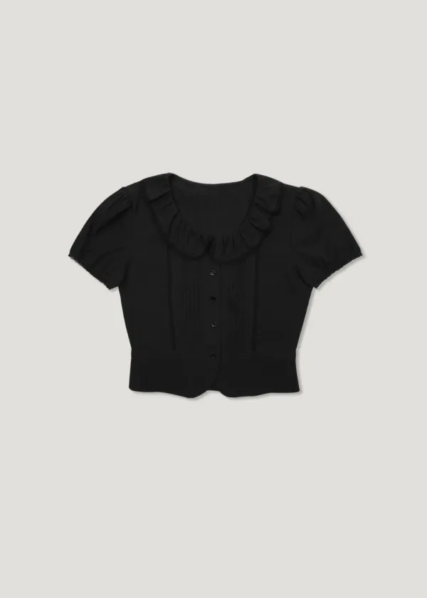 Daisy Pintuck Blouse_Black