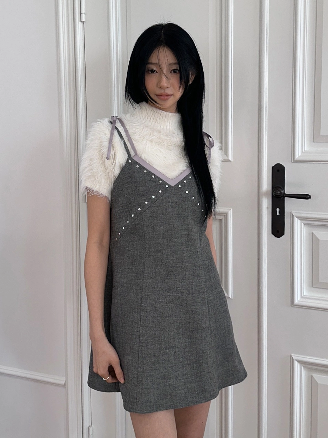 마가린핑거스 STUDS LAYERED MINI DRESS (GREY) 상품 이미지 2
