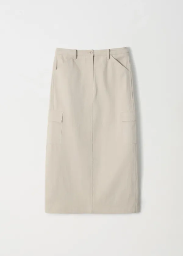 Utility Pocket Cargo Skirt_Cream