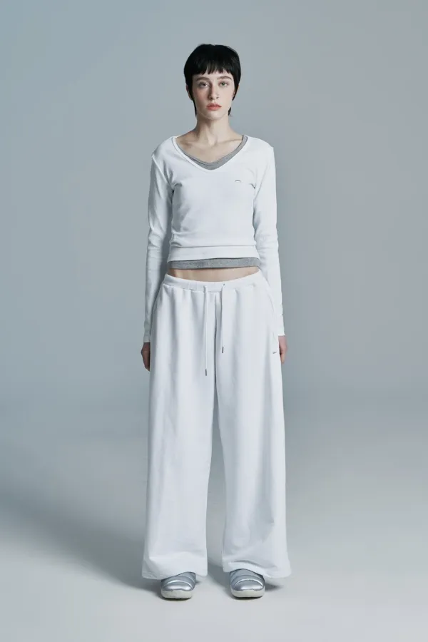 PLUS WIDE SWEATPANTS WHITE
