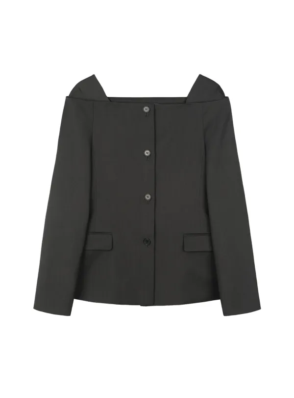 OFF-SHOULDER JACKET (CHARCOAL)