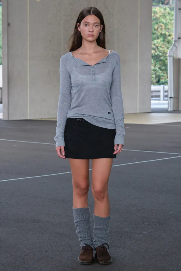 [Release] Belted Suede Mini Skirt - Black