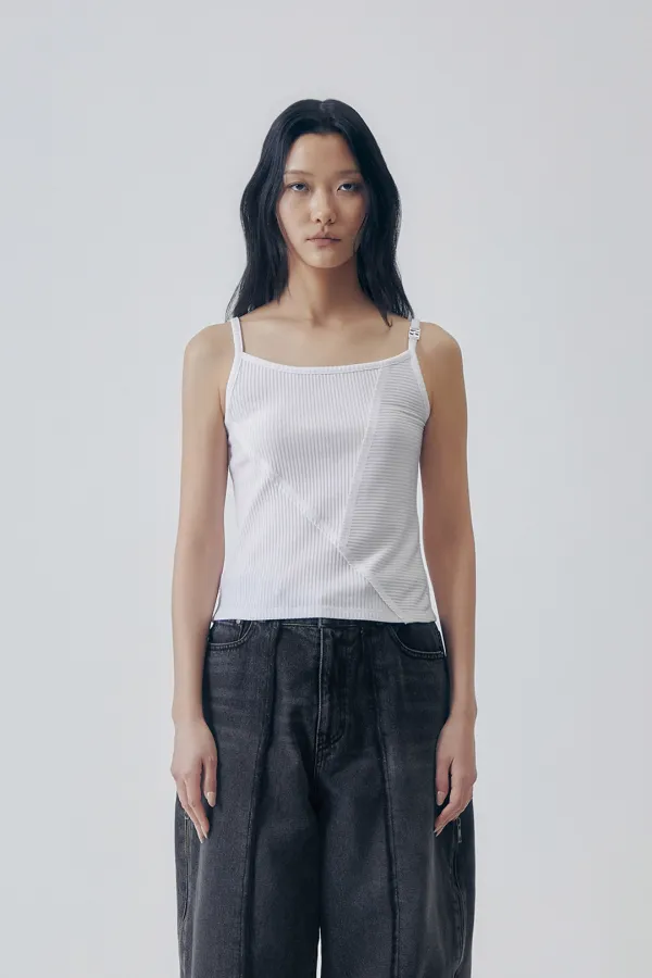Panel-Cut Sleeveless Top [ White ]