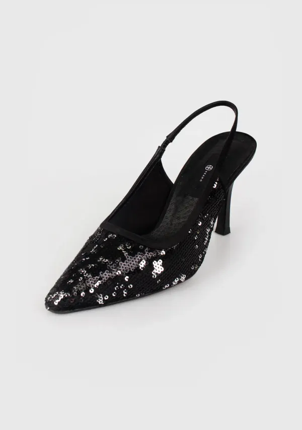 Noir Spangle Slingback Heel