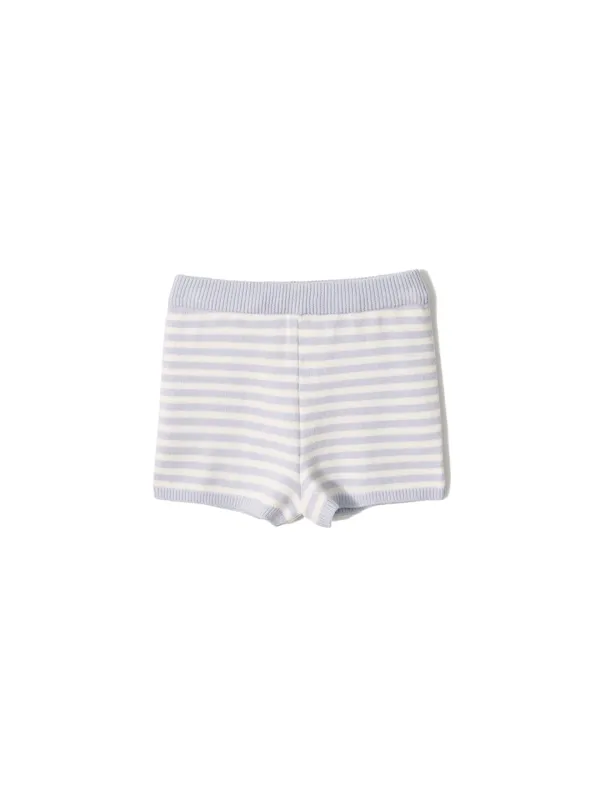 Stripe Knit Shorts Sky Blue