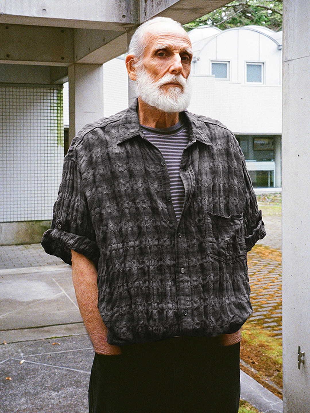 파르티멘토 Vintage Crinkle Check Roll Up Half Shirts_Smoke Gray 상품 이미지 2